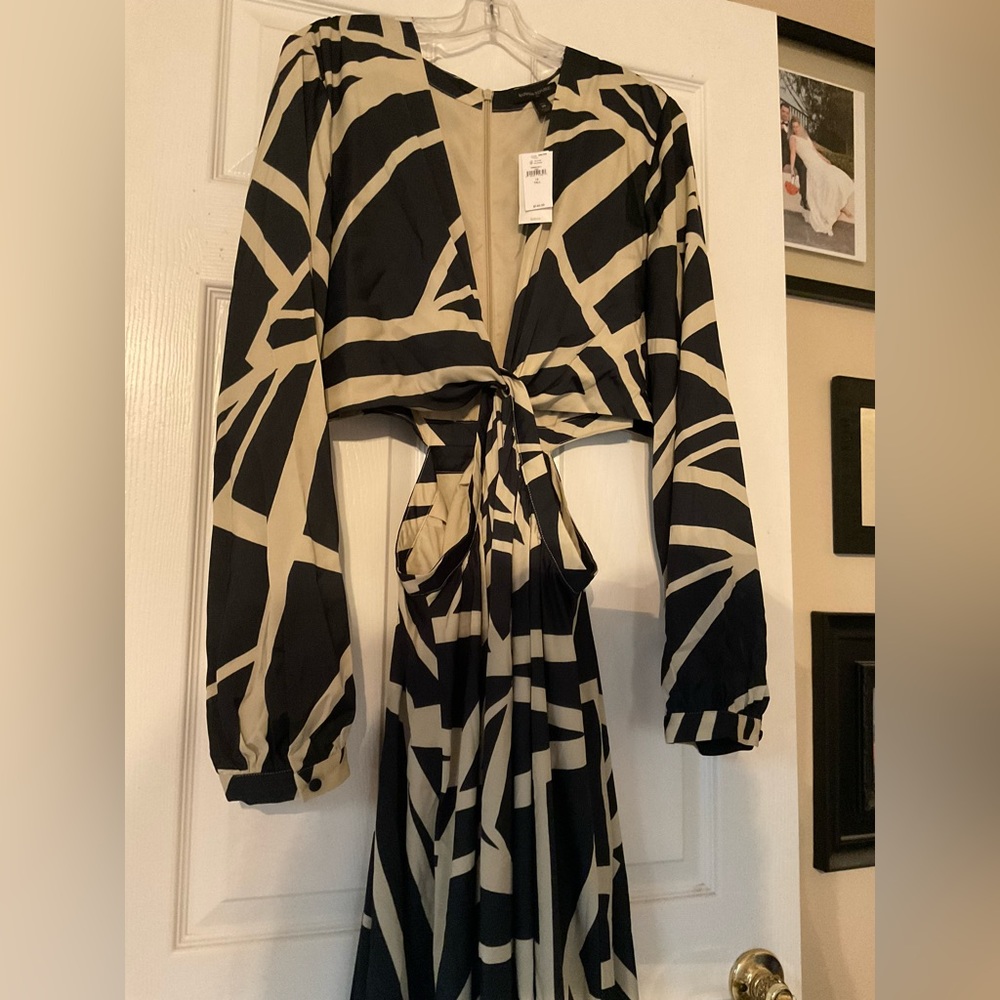 Blue and tan maxi dress 16 tall with side cut outs. Never worn with tags.